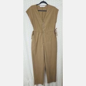 Bishop and Young Cropped Jumpsuit Tan Khaki Size Small